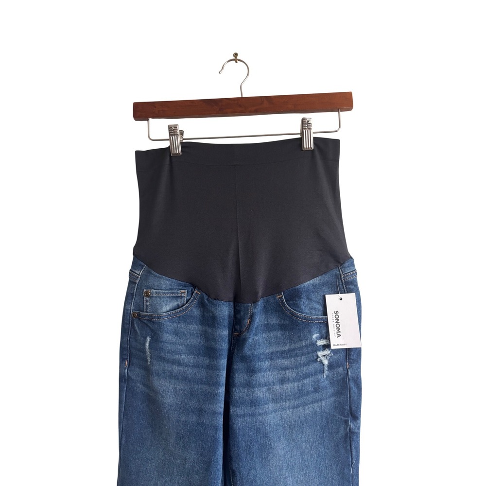 Sonoma Goods For Life Maternity Bootcut Jeans Medium Wash Distressed Size 2 MAT‎ - Picture 2 of 7